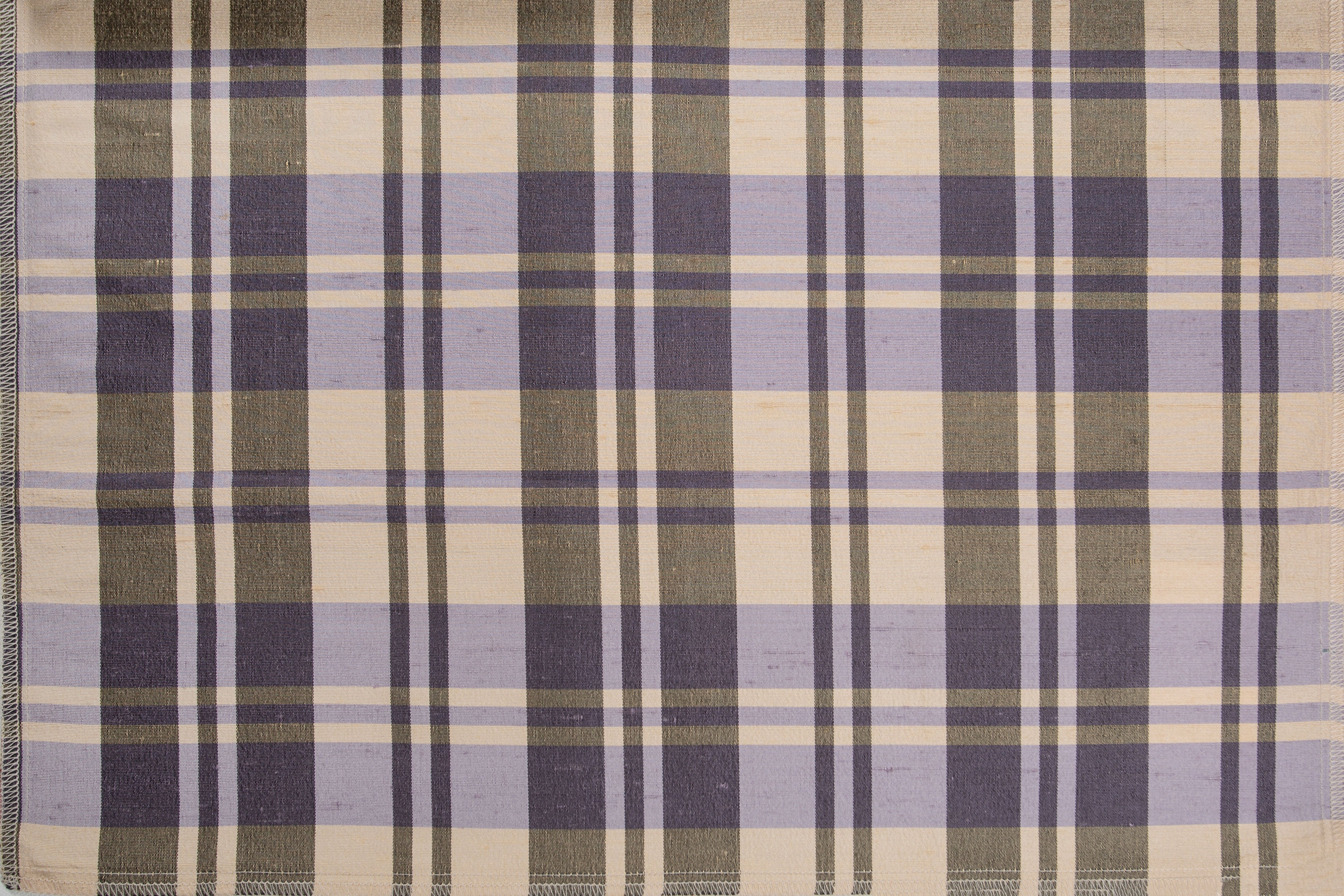 Armadale Plaid Cream Grey Fabric | Premium 100% SILK Material