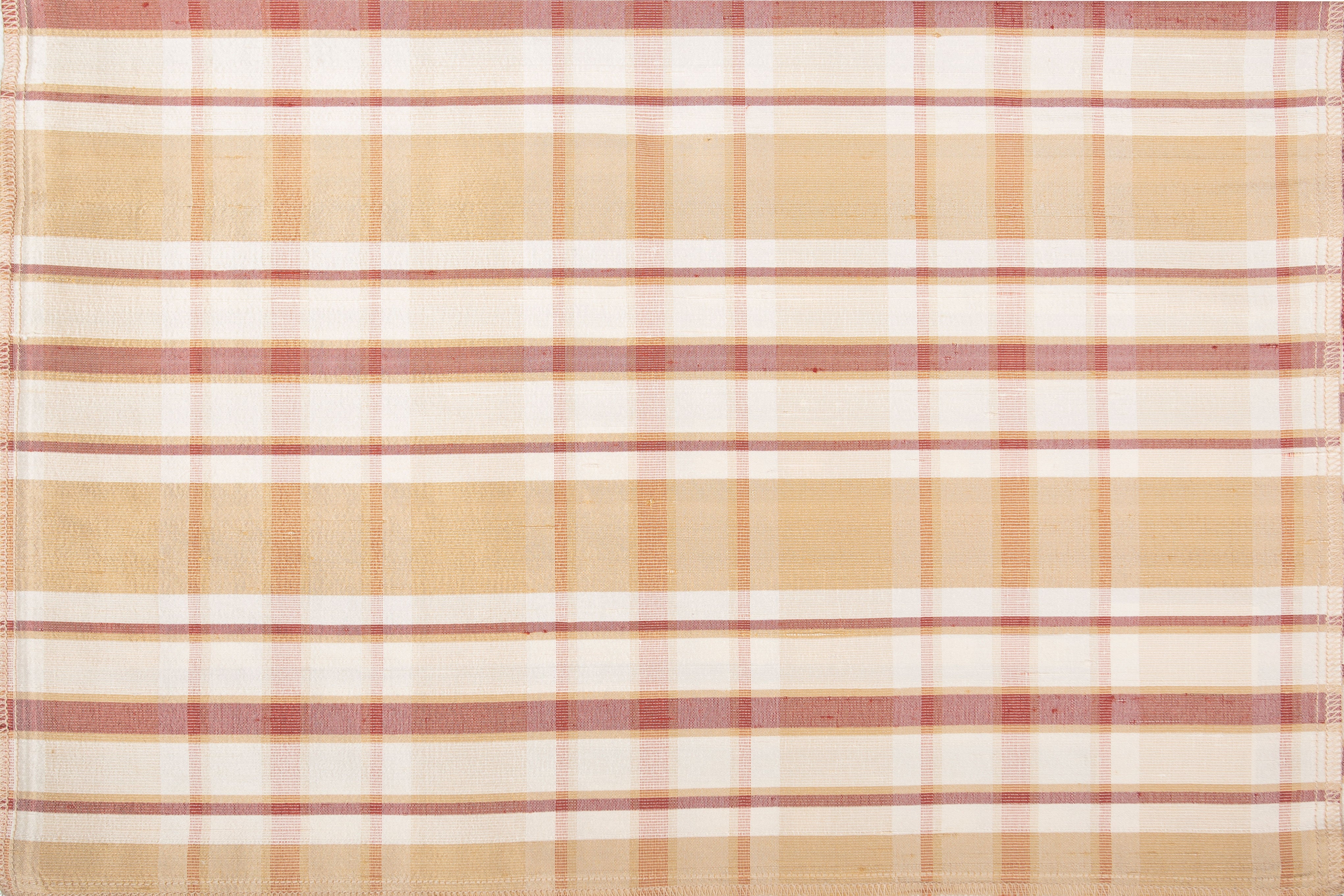 Tulchin Checks Desert Flame Fabric | Premium 100% SILK Material