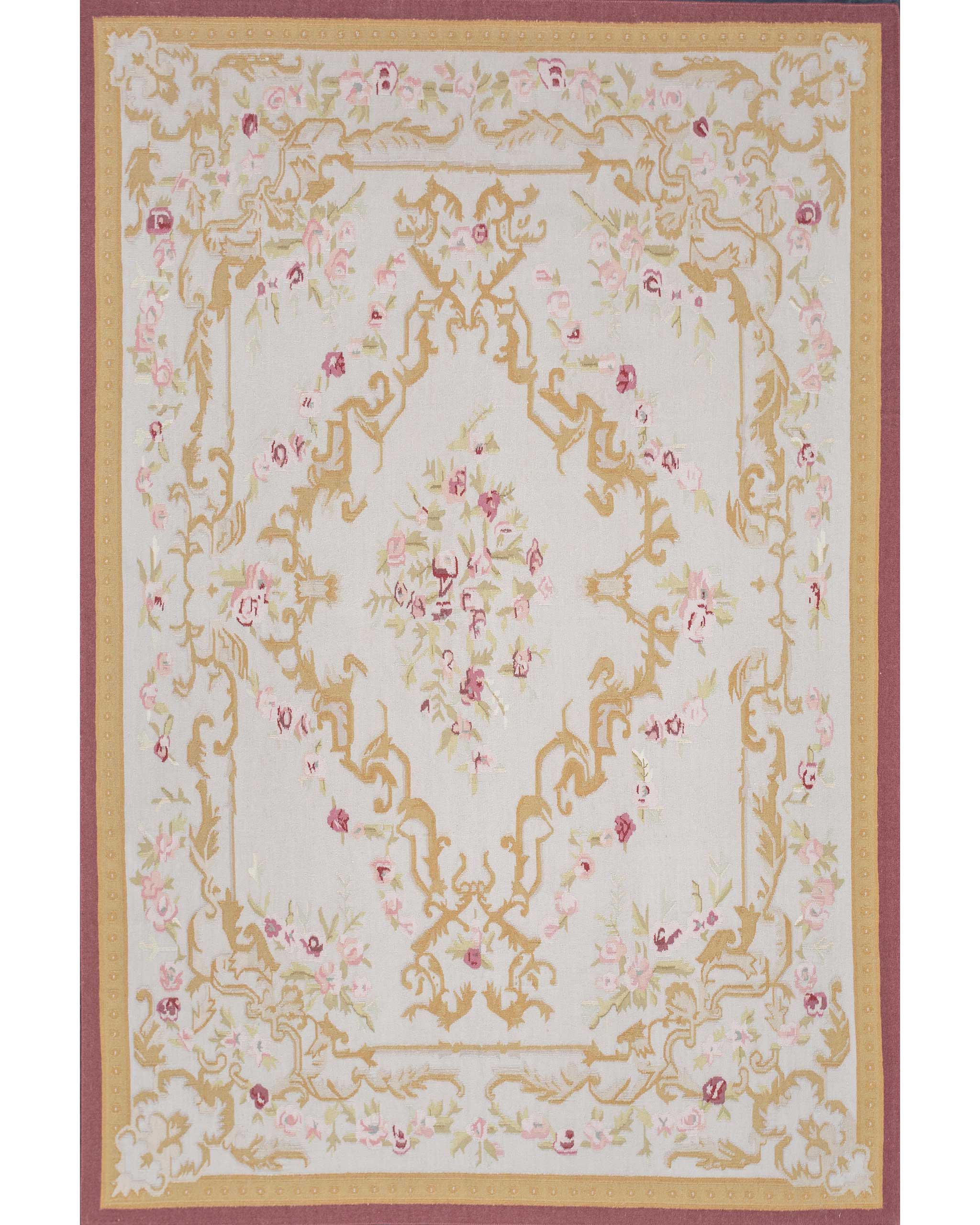 Shyam Ahuja Veronica Woollen Dhurrie Cream and Gold