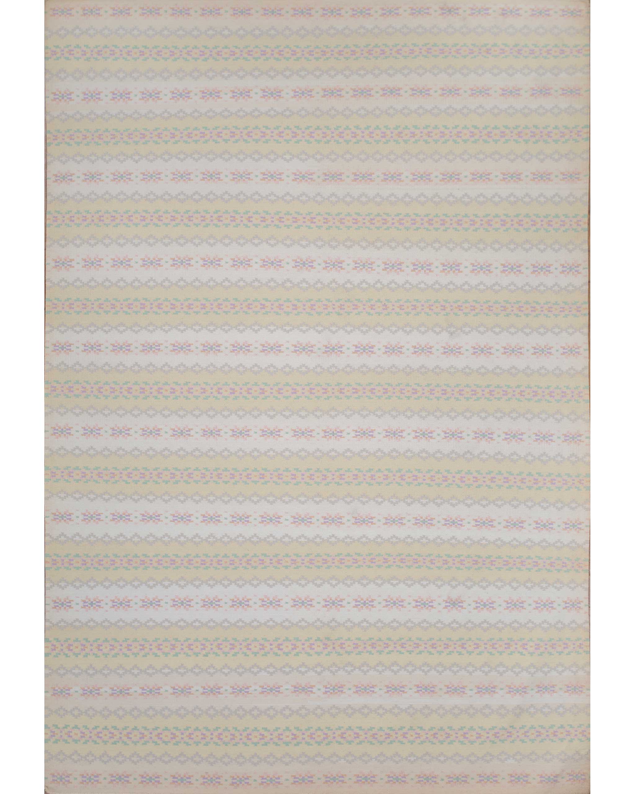 Shyam Ahuja Fairisle Woollen Dhurrie Yellow