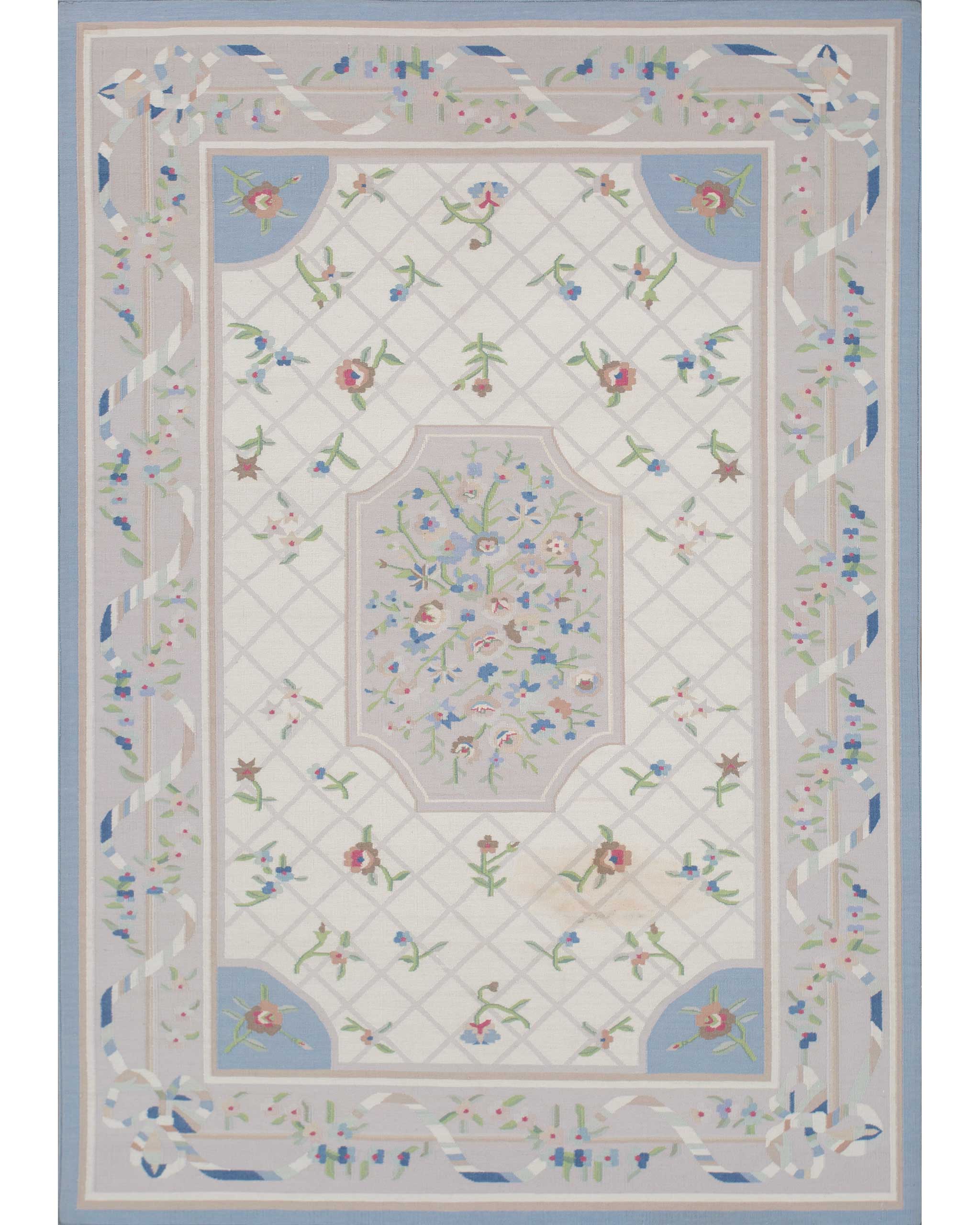 Shyam Ahuja Jardin Woollen Dhurrie Blue and Green